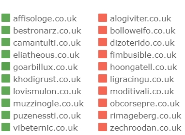 Список доменов, участвующих в эксперименте